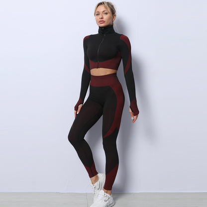 3PCS Seamless Yoga Set for Women - Gym Leggings, Crop Top, and Sports Bra Fitness Tracksuit